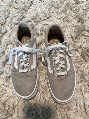 Vans Beige Canvas Low-Top Sneakers with White Trim